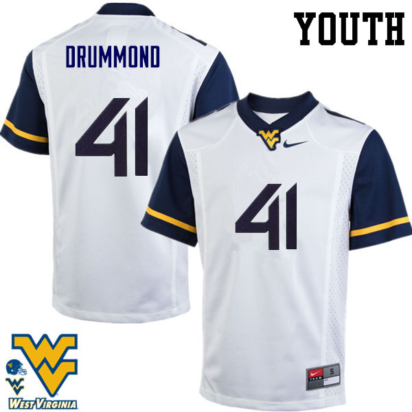 NCAA Youth Elijah Drummond West Virginia Mountaineers White #41 Nike Stitched Football College Authentic Jersey YC23T84AI